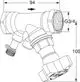 Strangabsperrventil von IMI Hydronic Engineering mit Anschlussmöglichkeiten und klarer Darstellung der Maße in einem technischen Diagramm.